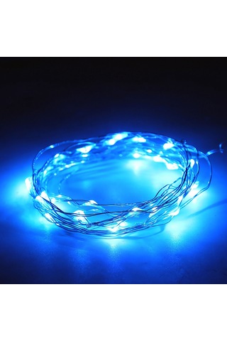 Mufunye Usb Kumandalı Mavi Led Bakır Tel Işık Zinciri - 6 Metre, Düşük Gerilim, Su Geçirmez, Esnek Tasarım Pil Yok Mavi