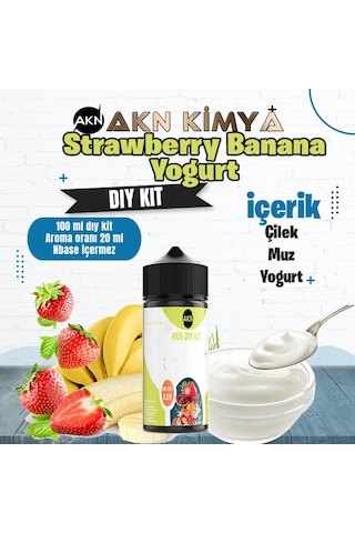 Strawberry Banana Yoğurt Dıy Kit Çilek Muz Yogurt Gıda Aroması %20 Oranda Aroma İçerir Hazır Değildir 100 Ml
