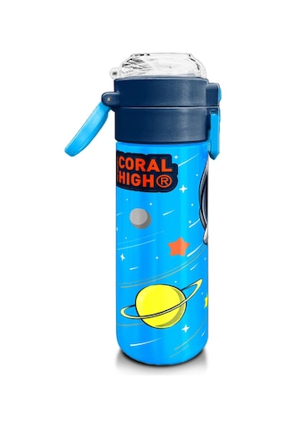 Coral High Kids Lacivert Mavi Astronot Desenli Pipetli Ve Direkt İçim Çelik Termos 500 Ml 31804 Mavi
