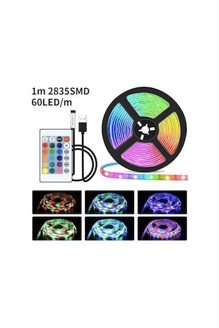 Smd 2835 1 M Usb Led Şerit Işık, 60 Led'li Rgb Bant Işık Şeridi Tv Arkadan Aydınlatmalı İç Dekorasyon İle Uzaktan Kumanda Esnek Bant Diyot