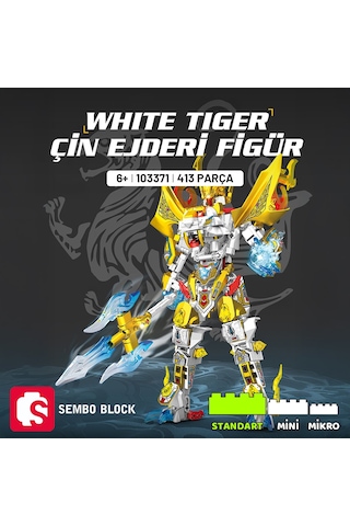 White Tiger Çin Ejderi Figür Yapı Bloğu Seti