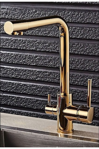 Mintev Arıtmalı Mutfak Eviye Bataryası Elit Musluk Sarı