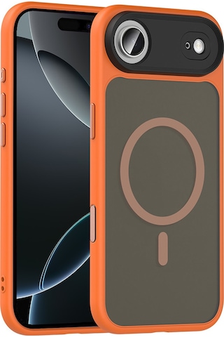 Nourthkiingdom Apple Uyumlu iPhone 17 Air Kılıf Mat Arka Yüzey Wireless Şarj Özellikli Zore Flet M-safe Kapak - Turuncu Turuncu