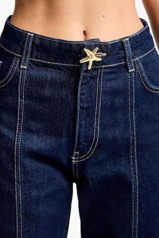 it's basic Kadın İndigo Renk 7s6-50 Straight Fit Yüksek Bel Düğme Detaylı Denim Jean