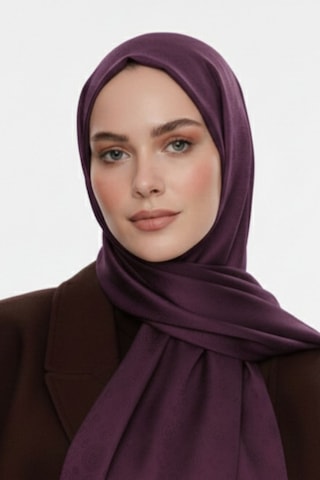 Mizalle & Yaqa Filigranlı Mor Şal Mor