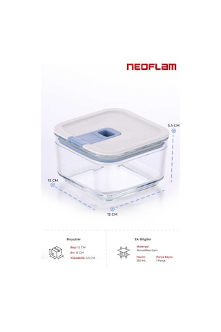 Neoflam Perfect Seal Kare Cam Saklama Kabı 350 Ml-7409
