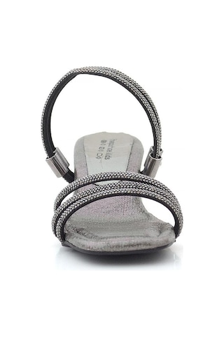 Judy Platin Taşlı Kız Çocuk Topuklu Terlik Ayakkabı Platin