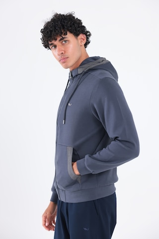 Rowinger Modal Kumaş Kapüşonlu Fermuarlı Kontrast Detaylı Erkek Sweatshirt Antracite
