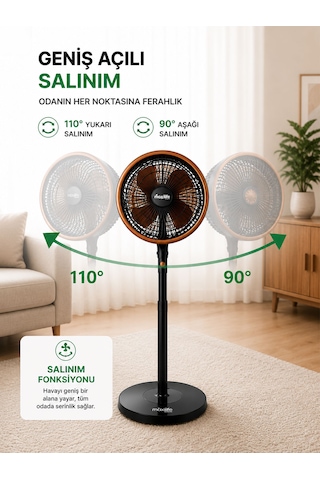 Breeze Mx-bs120 12 İnç Ayaklı Vantilatör 70w 3 Kademeli Sessiz Salınım Fonksiyonlu Vantilatör