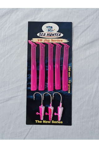 Sea Hunter V8 Jig Series 10cm 10gr Silikon Yem Pembe 5pcs