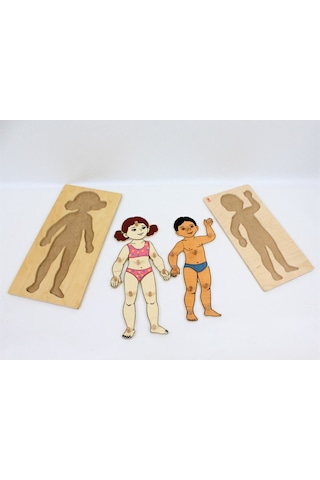 Vücudumuzu Tanıyalım Puzzle Ahşap Akıl Ve Zeka Oyunları Kız Ve E
