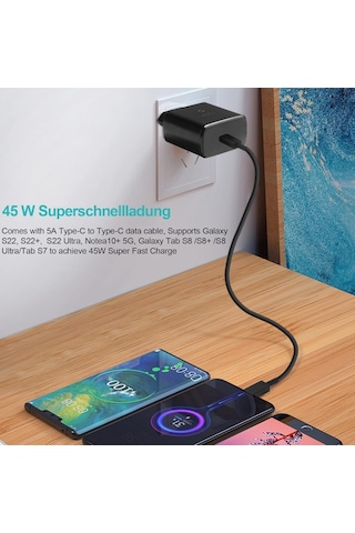 Samsung Galaxy Uyumlu S23 Ultra 5g 45w Super Hızlı Type-c Şarj Adaptörü