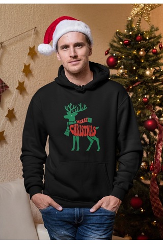 Stil X Yeni Yıl Baskılı Erkek Sweatshırt, Chrıstmas Temalı Siyah-2