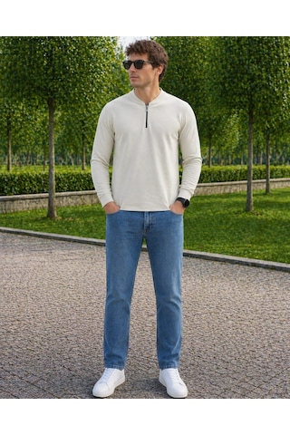 Alexandergardi Hakim Yaka Yarım Fermuarlı Erkek Sweatshirt Mint