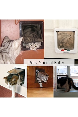 Vkemall Küçük Boy Beyaz Evcil Hayvan Kapısı - Kedi Köpek İç/harici Kullanım - Giriş-çıkış Kontrolü - Sessiz Ve Güvenli