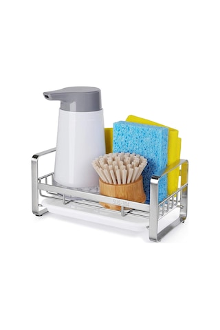 Tenfowee Ev Mutfak Çelik Servis Tulumba Bezi Tutucu Lavabo Musluk Organizer Konforlu Saklama Rakımı Gümüş