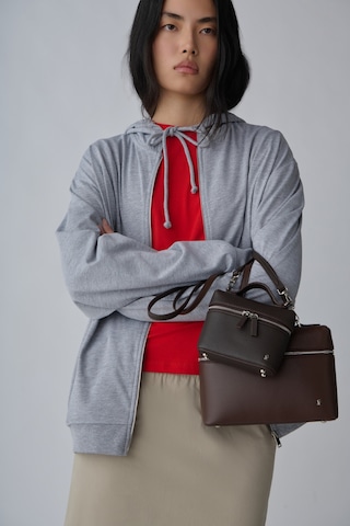 Suud Collection Gri Lena Fermuarlı Kapüşonlu Sweatshirt