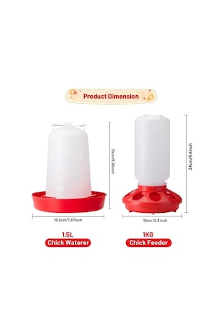 Dream011 2 Adet Kırmızı Beyaz Kümes Hayvanları İçin Otomatik Yemlik Ve Suluk Seti