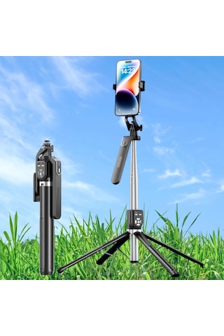 Kumandalı 360 Derece Dönebilen Cep Telefonu Ve Kamera Tripodu 2.2m Uzayabilen Selfie Çubuğu Çok Renkli