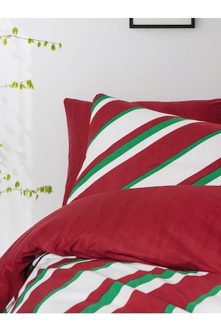 Cozy Home Festive Tek Kişilik Lastikli Çarşaflı Nevresim Takımı Merry Kırmızı Kırmızı