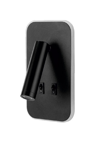 Tuvalu Çift Kademeli Siyah Yatak Başı Led Aplik Okuma Lambası Siyah