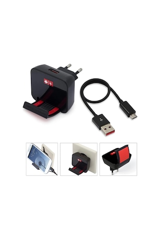 ŞARJ ALETİ MICRO ECOMAX 12W TELEFON TUTUCULU SWISS CHARGER SCH-20