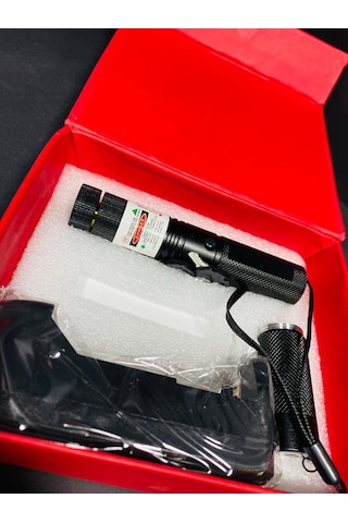 Yeşil Lazer Pointer 15km Şarjlı Kutusunda Siyah