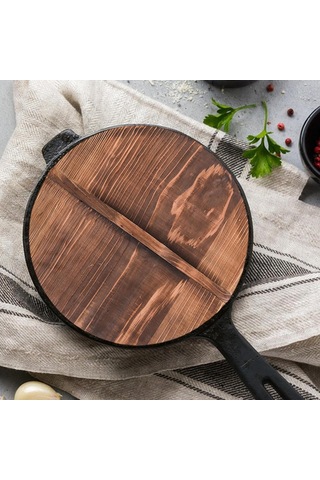 Tavalar Ve Tencere İçin Doğal Ahşap Kapak, 28 Cm, Kahverengi Doğal Ahşap