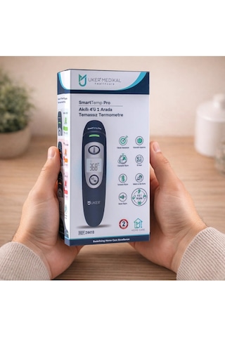 Uker Smarttemp Pro Temassız Termometre 4 Ü 1 Arada Kulak Alın Ateş Ölçer Renkli Uyarı
