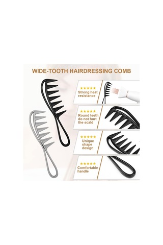 2 Adet Köpekbalığı Tarak, Kıvırcık Saç Tarak Geniş Dişli Tarak, A