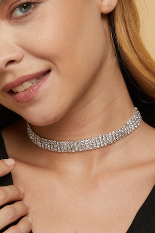 Furtek Aksesuar Kadın 4 Sıra Model Zirkon Taşlı Gümüş Gerdanlık Choker Kolye Altın