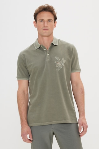 AC&Co / Altınyıldız Classics Erkek Hakı Slim Fit Dar Kesim %100 Pamuk Baskılı Polo Yaka Tişört Hakı