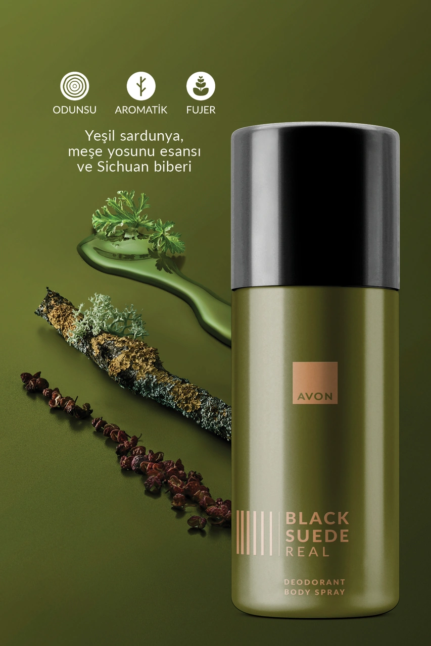 Avon Black Suede Real Erkek Sprey Deodorant 150 ML