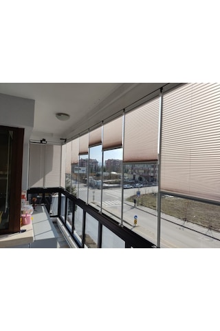 A.kahve 09-09 Plise Perde - Katlanır Cam Balkon Perdesi Açıkkahve