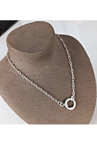 Gümüş Oval Zincirli Kadın Kız Kolye