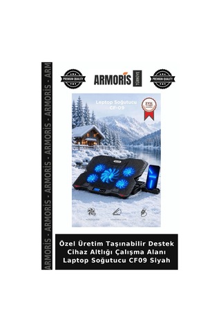 Özel Üretim Taşınabilir Destek Cihaz Altlığı Çalışma Alanı Laptop Soğutucu Cf09 Siyah