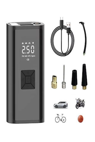 150 Psı Şarjlı Hava Kompresörü 4500mah Lcd Ekranlı Taşınabilir