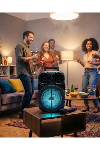 Northcity 6.5 İnç Bluetooth Karaoke Hoparlörü - Rgb Işıklı, Mikrofonlu Ve Taşınabilir Ses Sistemi