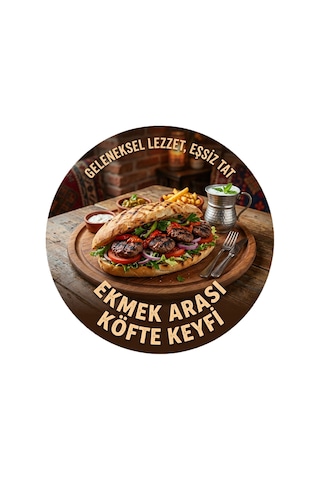 Mayeka Ekmek Arası Köfte Temalı Büfeler Cafeler Köfteciler İçin Ahşap Duvar Kapı Dekoratif Süs Tablo 6