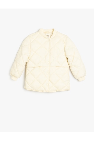 Koton Düğmeli Uzun Kollu Yuvarlak Yaka Anorak Mevsimlik Mont Ekru 5skg20009aw Ekru