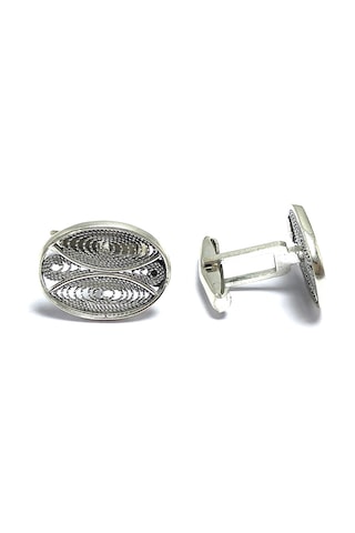 Elips Model Telkari Erkek Gümüş Kol Düğmesi