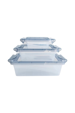 Decobella 3‘LÜ Kilitli Saklama Kabı Set (0.40LT -1LT -2 LT.) Şeffaf