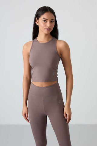 Tommylife Kahverengi Yüksek Bel Kapri-crop Atlet Slim Fit Kadın Tayt Takım - 95284