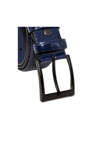 Lacivert Rugan Suni Deri Desenli 4 Cm.lik Klasik Kemer - 7495-68-21m Lacivert