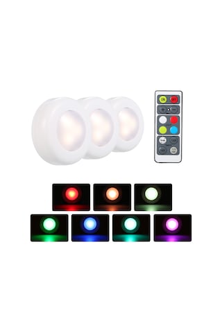 Skycity 3'lü Rgb Led Dolap Işıkları Kumanda İle Parlaklık Ve Zamanlama Ayarlı 3 Işık Modu Pil İle Çalışır Diğer