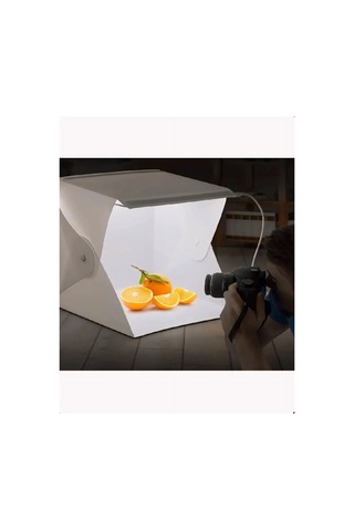 Profesyonel Led Işıklı Mobil Katlanabilir E-ticaret Ürün Fotoğraf Çekim Çadırı 23x24x30 Cm 1adet Beyaz