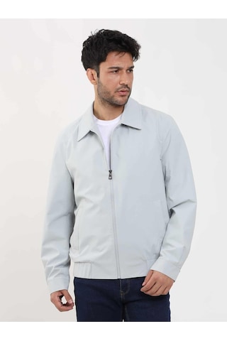 Dufy Gri Erkek Regular Fit Düz Klasik Yaka Bomber Mont - 104404-Gri