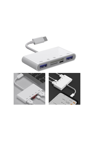 Trendooze Homyl Macbook 5-in-1 Tip-c Hub Adaptörü, Usb 3.0 Multifonksiyonel 13,7x16,7cm