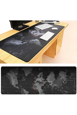 Genişletilmiş Büyük Kaymaz Dünya Haritası Desen Yumuşak Kauçuk Pürüzsüz Kumaş Yüzey Oyunu Mouse Pad Klavye Mat, Boyut: 70 X 30cm