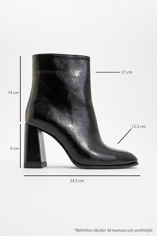 Luvishoes Jewel Siyah Cilt Kadın Topuklu Bot Sıyah Cılt